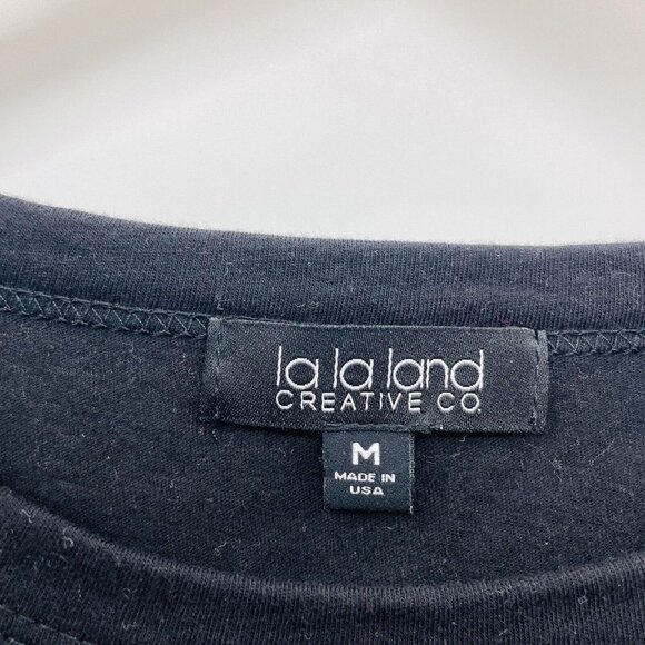 La La Land Creative Co Womens Medium Vote Tshirt Crop Top Happy Face Black 1203 - Picture 6 of 8